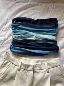 Blue Mesh Tube Top