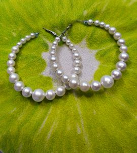 Pearl Design Hoop Earrings
