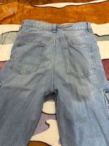 Light Wash Denim Cargo Pants