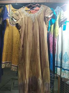 Vintage-Style Dress with Embellished Neckline
