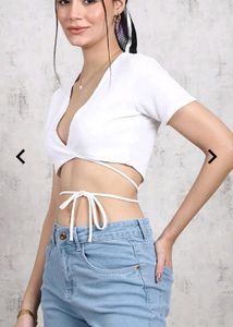 Crop Top Bundle: Black Halter &amp; White Wrap🥰❤️