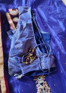 Navy Blue Lehenga Choli With Pink Dupatta