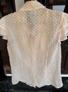 Ruffled Sheer Button-Down Top
