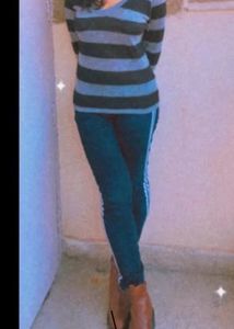 Grey Striped Pullover T Shirt