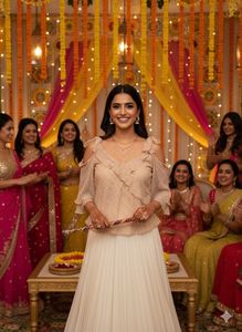 💖Peach Shimmer Dream Top! ✨Ruffle & Bardot Style