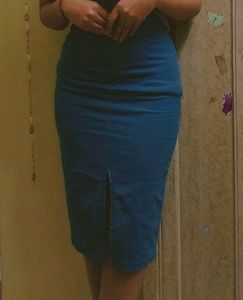 Women Knee Length Denim Skirt