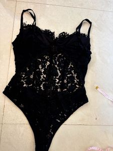 Elegant Backless Black Lace Bodysuit