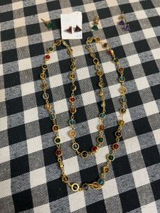 beautiful multi colour chain with 3 ear tops