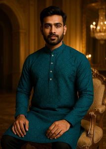 Teal Embroidered Kurta - Classic Style