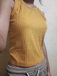 Mustard Ribbed Tank Top - Size M