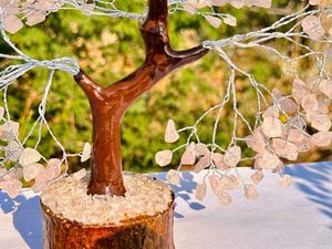 Natural Rose Quartz Gemstone Chips Tree