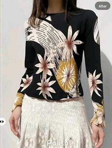 New With Tag Korean Floral Knit Top