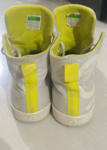 Benetton Men Off White Neon High Top Sneakers