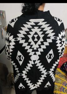 Tribal Print Open Front Cardigan