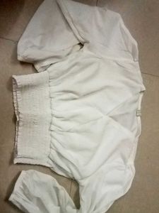 White Smocked Long Sleeve Top With No Damage
