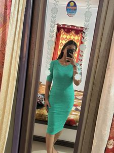 Green Ribbed Knit Bodycon Dress