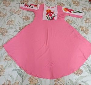 Pink Floral Printed Flated Kurta (6XL)