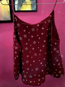Maroon Star Print Cami Top