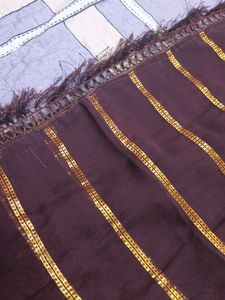 Elegant Brown Striped Saree