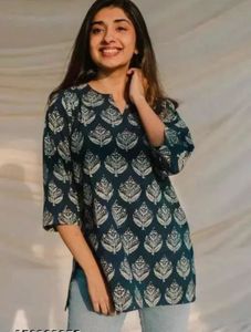 Blue &amp; White Printed Tunic