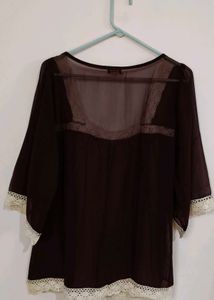 Vintage Topshop Sheer Lace Top
