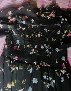 Full Sleeve Midi Length Black Floral Dress By RARE