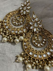 Elegant Kundan Pearl Drop Earrings