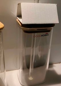 GoodHomes Glass Canisters with Bamboo Lid &amp; Straw