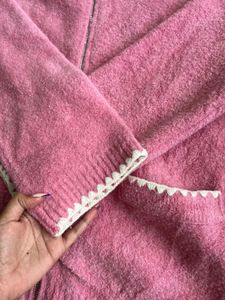Pink Knit Zip-Up Jacket