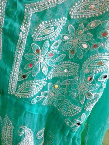 Aqua Embroidered Tunic Top