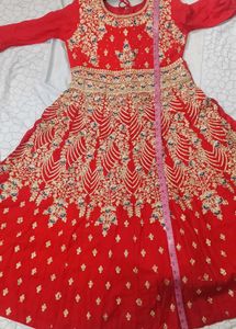 Red Embroidered Anarkali Dress