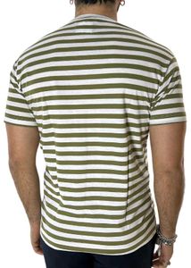 Stylish Green-White Striped T-Shirt | XL Size | Ca