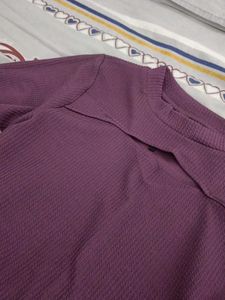 Purple Ribbed Long Sleeve Top