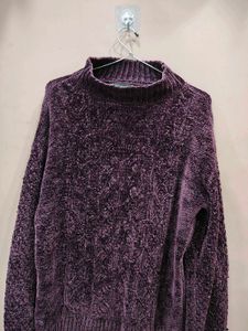 Plush Purple Turtleneck Sweater