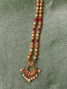 Handmade Gold Beads And Pearls Necklace