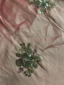 Long Peach Embroidery Skirt