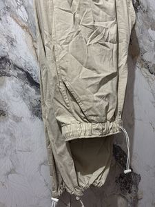 Beige Drawstring Parachute Pants
