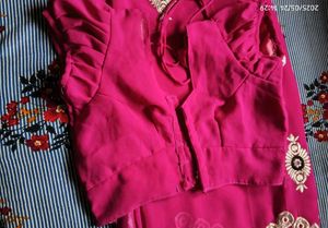 Gorgeous Pink Embroidered Saree with Blouse