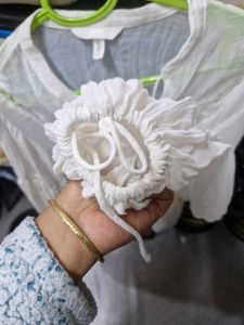 H&amp;M linen Elegant White Peasant Blouse