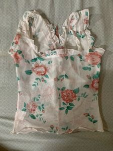 Floral Lace-Up Off-Shoulder Top