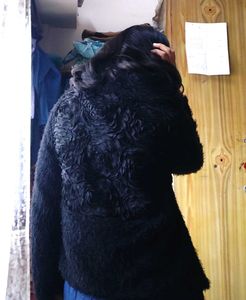 Black Stylish Fur Long Shrug