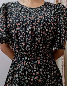 Black Mid Floral Dress