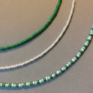 green Beaded Layered Necklace🌲