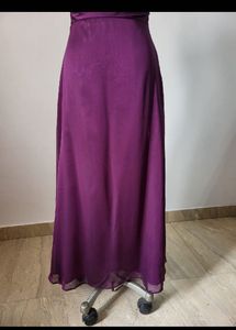 Purple Solid Full Length Dress