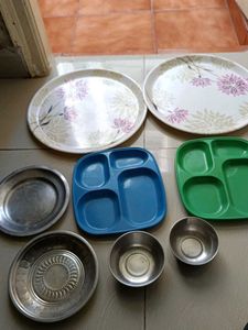 Plates Combo With Steel Bowls