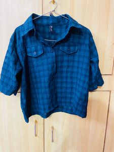 Blue Plaid Short Sleeve Shirt