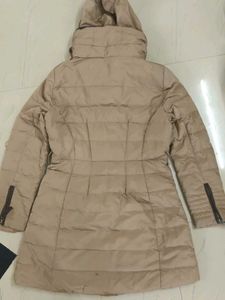 Beige Puffer Coat with Hood