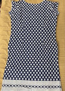 Blue And White Straight Short Kurta