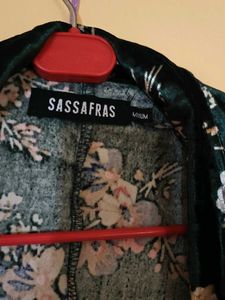Sassafras Green Floral Velvet Jacket