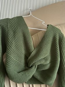 Green Knit Crop Sweater